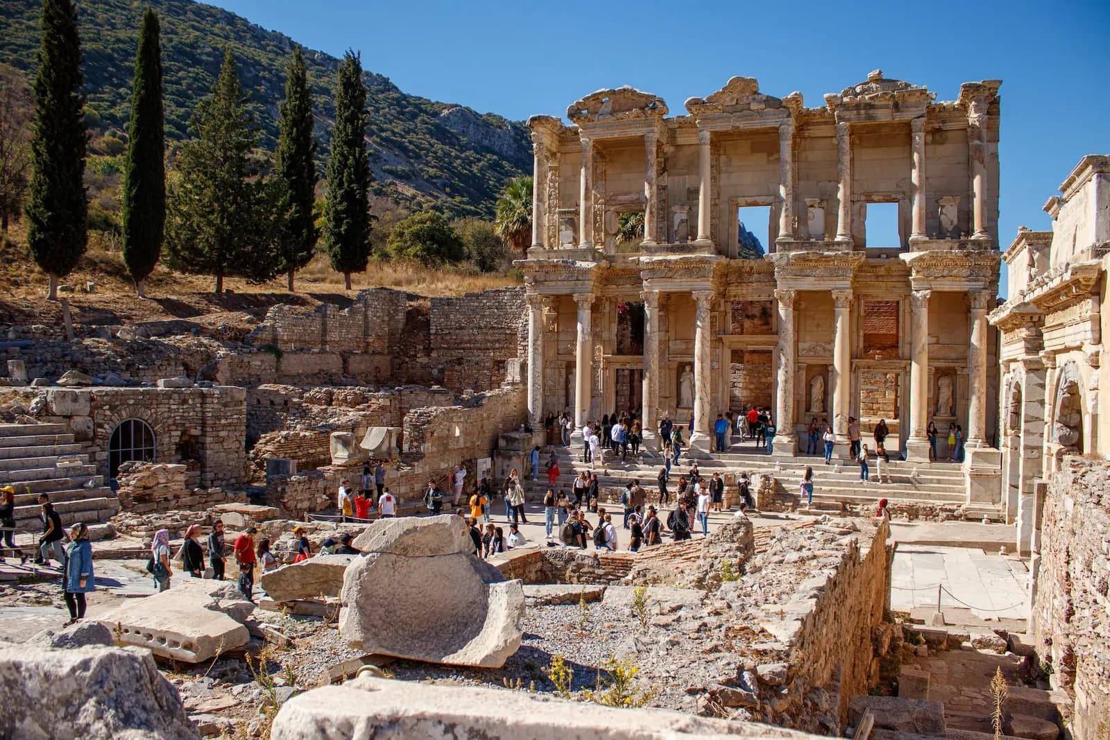 Visitors at the Library of Celsus, Ephesus