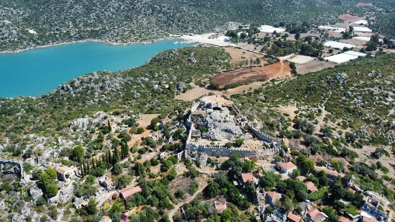 Kalekoy and the ruins of Simena from the air