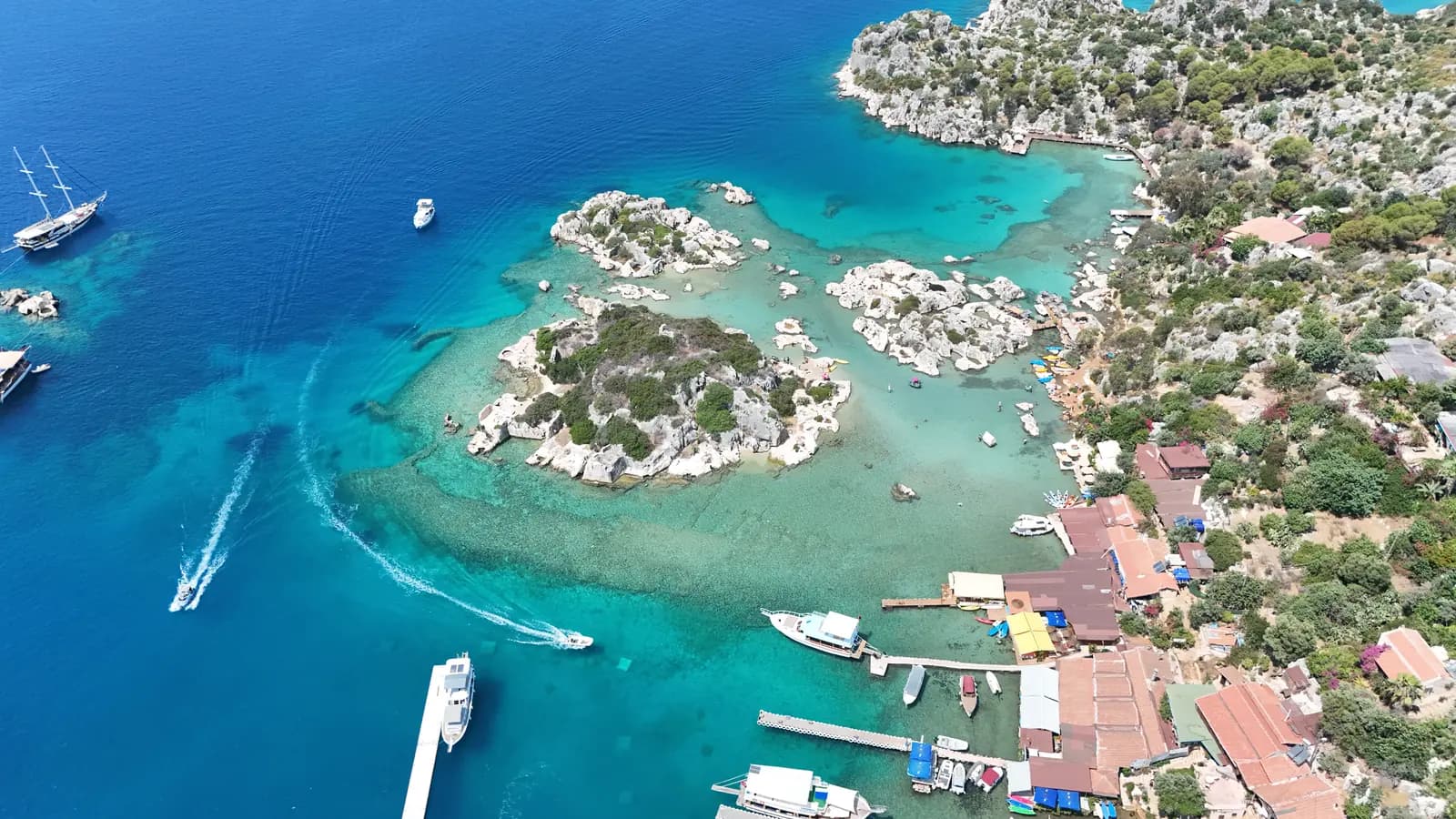 Kekova and Kalekoy harbour from the air