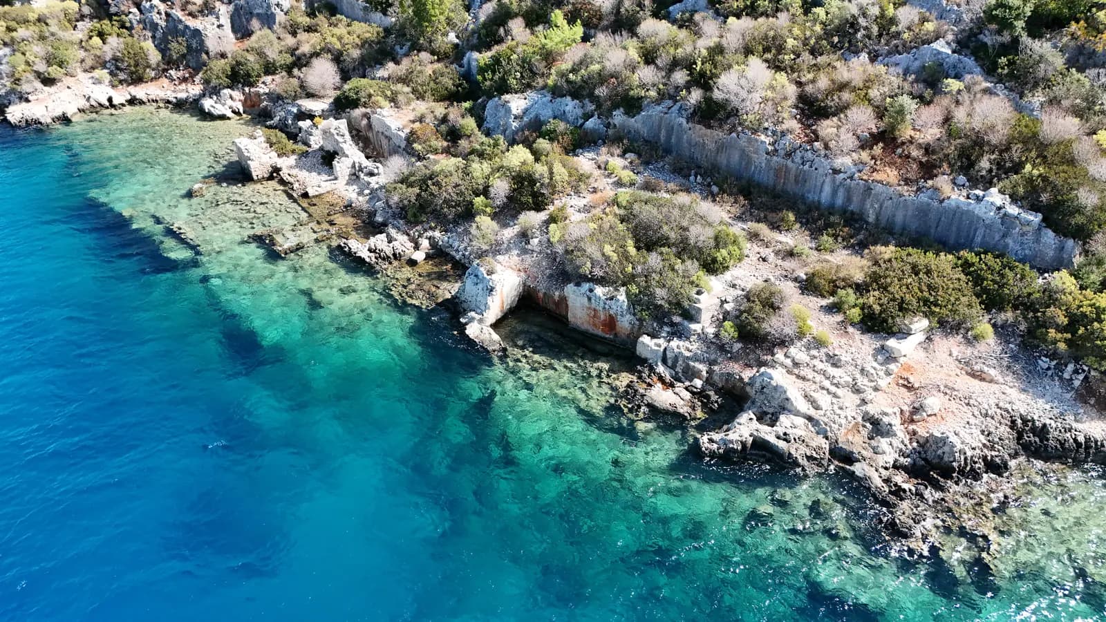 Ruined walls of the Sunken City, Kekova